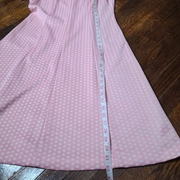 Vintage 60s Mod Pink White Polka Dot Pinup Rockabilly Dress - Picture 11 of 15